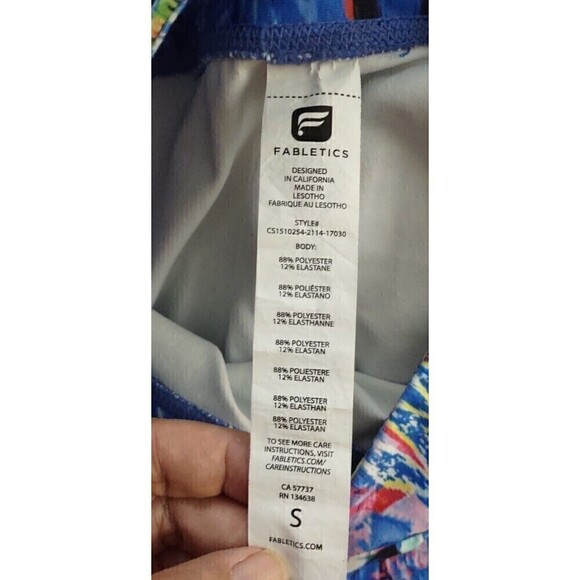 Fabletics Powerhold Blue High Waisted Paisley Print Crop Leggings Womens Small - Picture 5 of 5